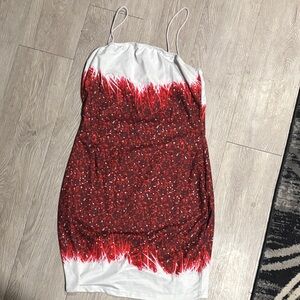 SHEIN Red and White Mini Dress